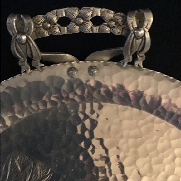 Large Tulip tray hammered metal with handles - Picture 2 of 4